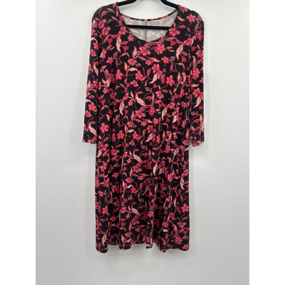 Garnet Hill Women’s Seamed Knit Trapeze 3/4 Sleeve Dress Size M Flowy